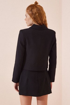 Женский черный укороченный пиджак TO00046