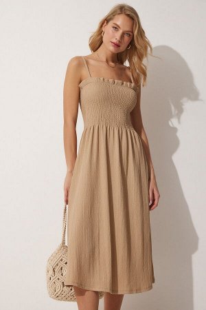 Женское летнее вязаное платье с эластичной резинкой на талии CE00071