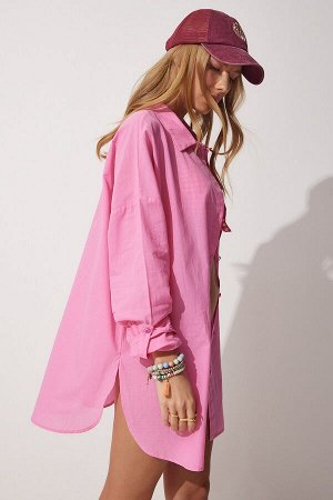 Женское розовое пляжное платье-рубашка UB00018
