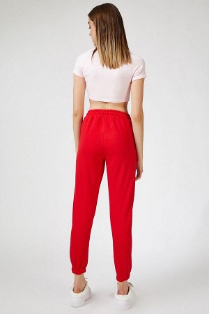 Женские красные спортивные штаны с карманами Cr00327