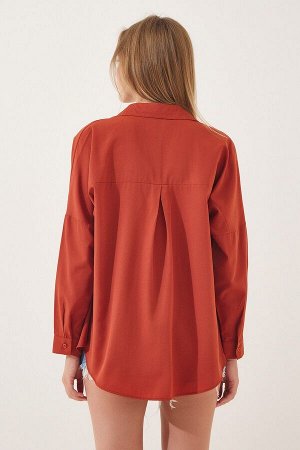 Женская длинная базовая рубашка оверсайз в плитку DD00842