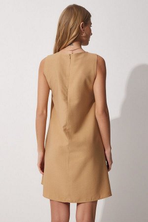 Женское летнее тканое платье-колокол бисквитного цвета BF00067