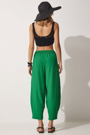 Женские ярко-зеленые льняные брюки-шалвар CI00036