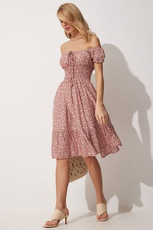Женское вязаное летнее платье с цветочным воротником Carmen Brick MX00080