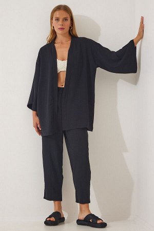 Женский комплект из черных брюк-кимоно DZ00046