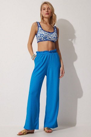 Женские синие широкие свободные брюки MC00173