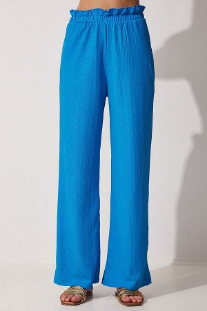 Женские синие широкие свободные брюки MC00173