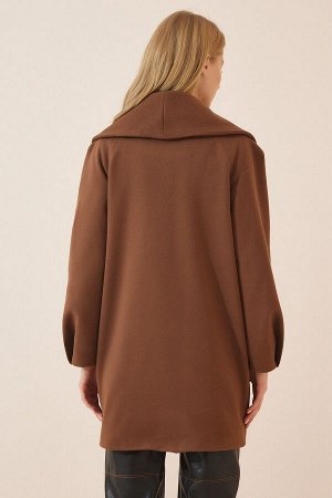 Женская коричневая куртка с шалевым воротником и прошитым пальто WF00015
