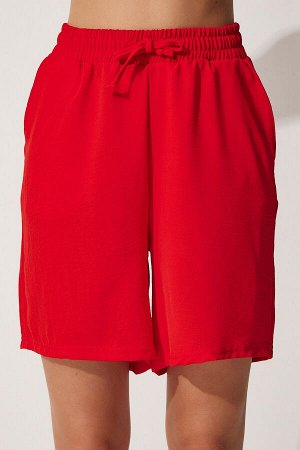 Женский комплект ярких красных струящихся шорт-кимоно Ayrobin DZ00053