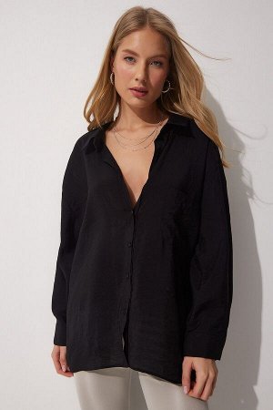 Женская черная струящаяся рубашка большого размера Airobin RV00095