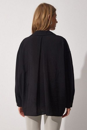 Женская черная струящаяся рубашка большого размера Airobin RV00095