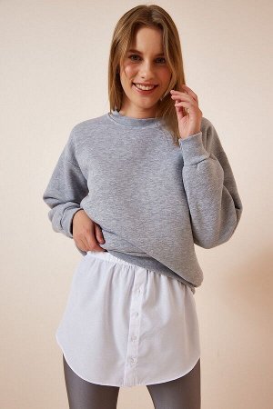Женский белый свитер и свитшот под юбку, рубашка из поплина DD01150