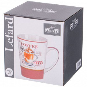 Кружка КРУЖКА LEFARD COFFEMANIA 520 МЛ (КОР=36) 
Материал: Фарфор
TM Lefard предлагает посуду и предметы сервировки из качественного фарфора, изящные формы и стильный дизайн. Прекрасный подарок. Прод