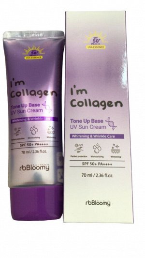 Real Beauty Bloomy Солнцезащитный тонирующий крем с экстрактом коллагена Sun Cream I'm Collagen Tone Up Base UV SPF50+/PA++++, 70 мл