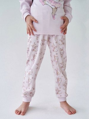 Пижама для девочки, пудровый набивка зайчики