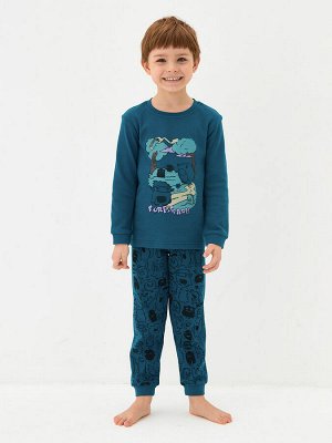 Пижама для мальчика, синий набивка монстры