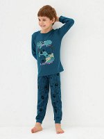 Пижама для мальчика, синий набивка монстры