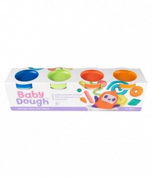 Тесто для лепки "BabyDough" Набор №2 4 цвета (синий,зеленый,оранжевый,красный) арт.BD017