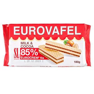 вафли EUROVAFEL Milk & Cocoa 180 г