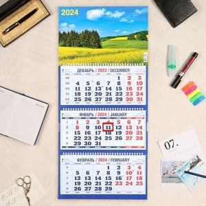 Календарь квартальный, трио "Природа - 11" 2024 год, 31х69см