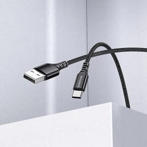 Кабель Borofone BX54, Type-C - USB, 2.4 А, 1 м, нейлоновая оплётка, чёрный