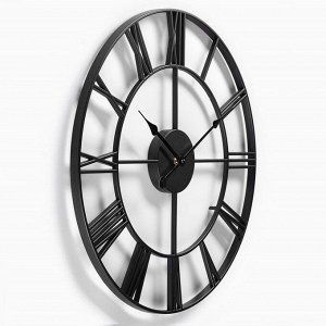 Часы настенные, серия: Лофт, плавный ход, d-45 см, черные
