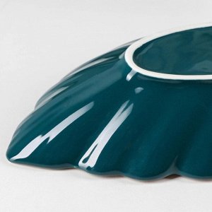 Блюдо керамическое сервировочное «Рапсодия. Лист», 22x12x3.5 см, зелёное