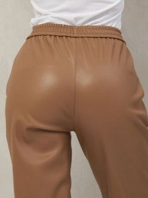 Джеггинсы женские, пояс на резинке, эко-кожа/Спортивные женские брюки