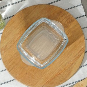 Кастрюля из жаропрочного стекла для запекания Borcam, 1 л, 20,4×16 см, рифлёная, с крышкой