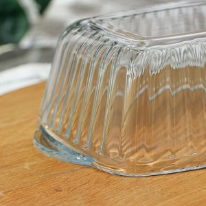 Кастрюля из жаропрочного стекла для запекания Borcam, 1 л, 20,4×16 см, рифлёная, с крышкой
