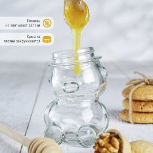 Баночка стеклянная для мёда и варенья «Медвежонок», 100 мл, 6?8,5 см
