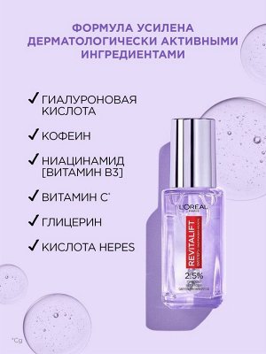 L'Oreal Paris Сыворотка для кожи вокруг глаз Ревиталифт Филлер, 2,5% Гиалуроновая кислота + Кофеин, 20 мл