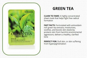 Тканевая маска на основе зеленого чая Baroness Airlaid Face Mask GREEN TEA, 21г