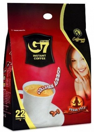 Кофе растворимый G7 с Коллагеном, без сахара,3в1, 22шт*16г, (Trung Nguyen G7 Collagen & Sugar Free) Вьетнам
