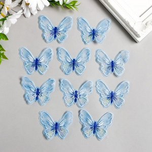 Декор для творчества текстиль вышивка "Бабочка голубая" 4,7х5,5 см