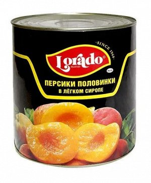 Персики половинки в легком сиропе Lorado, 3100 мл