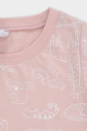 Пижама для девочки Crockid К 1617 зоопарк на дымчатой розе