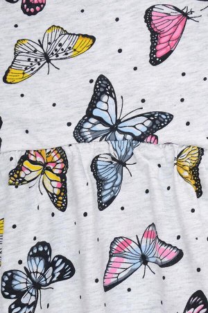 Платье для девочки Crockid К 5653 светло-серый меланж, бабочки