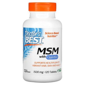 Doctor's Best, MSM с OptiMSM, 1,500 мг, 120 таблеток