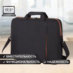 Сумка-портфель BRAUBERG &quot;Office&quot; с отделением для ноутбука 17,3&quot;, черная, 44х34х6 см, 270826