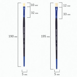 Кисти BRAUBERG PREMIUM, набор 10 шт. (круглые пони - 5 шт., синтетика - 3 шт., плоские щетина - 2 шт.), блистер, 201023