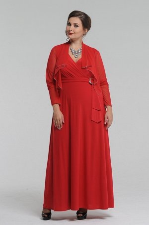 Красный Женственное длинное платье, без рукавов. Глубокий "V - образный" вырез и завышенная талия красиво подчеркивают грудь и придают стройность, маскируя все нюансы полной фигуры. А эффект завязанно