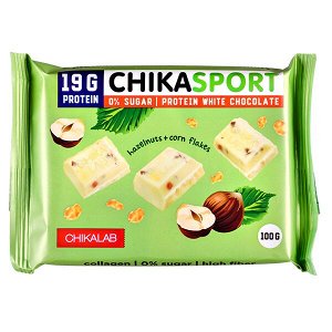 Шоколад CHIKASPORT Hazelnuts & Corn flakes 100 г 1/4