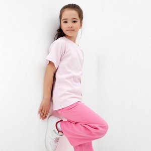 Футболка детская в полоску KAFTAN "Basic line", 28 (86-92 см), розовый/белый