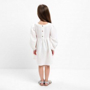 Платье детское с длинным рукавом KAFTAN «Муслин» 34 (122-128 см), белое
