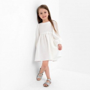 Платье детское с длинным рукавом KAFTAN «Муслин» 34 (122-128 см), белое