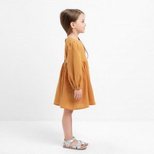 Платье детское с длинным рукавом KAFTAN "Муслин" 30 (98-104 см) цвет горчичный
