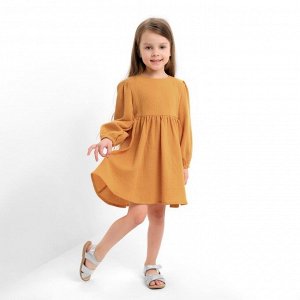 Платье детское с длинным рукавом KAFTAN «Муслин» 28 (86 -92 см), горчичное