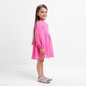 Платье детское с длинным рукавом KAFTAN "Муслин", размер 30 (98-104 см) цвет розовый