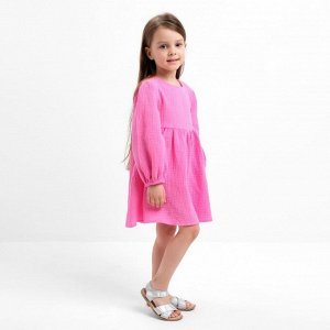 Платье детское с длинным рукавом KAFTAN «Муслин» 30 (98-104 см), розовое